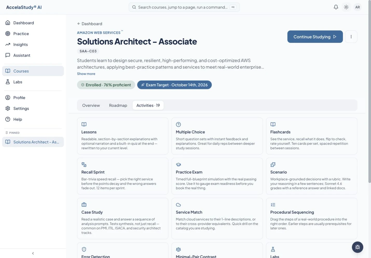 Explore the practice formats included in your course.
